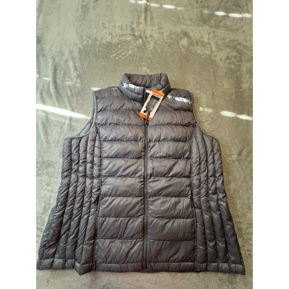 32 Degrees Heat Womens Puffer Vest XXL Gray Full Zip Lightweight Packable